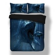 상세설명참조 HyUkoa 3 Piece Dinosaur Eating Shark Boys Bedding Sheet Cover,Soft Material 3D Dinosaure Ocean Shark Mens Bedlinen Duvet Cover No Comforter,Color 3 US Queen Size