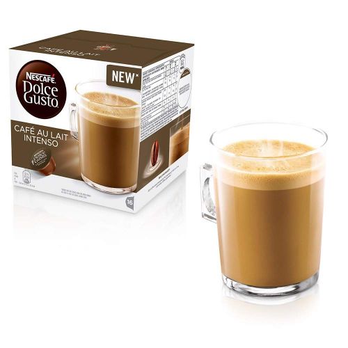 네스카페 Nestle Nescafe Dolce Gusto Coffee Pods - Intense Cafe au Lait Flavor - Choose Quantity (3 Pack (48 Capsules))
