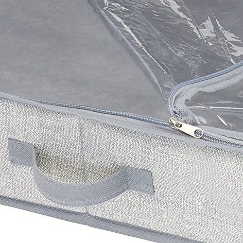  MDesign mDesign Soft Fabric Gift Wrap Storage Organizer Holder Box - Low Profile, Easy-View Clear Top Panel, Attached 2-Way Zippered Lid, Side Handles, Stores Long Rolls of Gift Wrap - 2 P