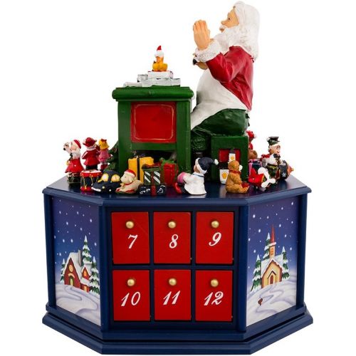 커트애들러 Kurt Adler 12-Inch Santa Workshop Wind-Up Musical Advent Calendar