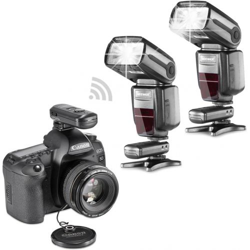 니워 Neewer NW565EX E-TTL Slave Flash Speedlite Kit for Canon DSLR Camera,include:(2)TTL Flash+(1)2.4G Wireless Trigger(1 Transmitter,2 Receiver)+(2)Soft&Hard Diffuser+C1C3 Cables+(2)L