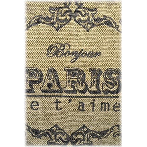  American Chateau French Bonjour Paris Je taime Brown/Beige Cotton 32 Bath Kitchen Mat Rug