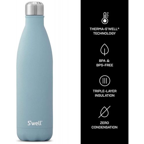  Swell Stainless Steel Water Bottle - 25 Fl Oz - Aquamarine - Triple-Layered Vacuum-Insulated Containers Keeps Drinks Cold for 48 Hours and Hot for 24 - BPA-Free - Perfect for the G
