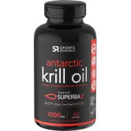 [아마존 핫딜]  [아마존핫딜]Sports Research Antarctic Krill Oil (Double Strength) with Omega-3s EPA, DHA and Astaxanthin (60 Softgels - 1000mg)