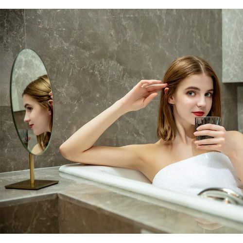  GURUN Tabletop Oval Vanity Makeup Mirror, 7x12 Antique Brass, Luxuries Mirror for Jewellers