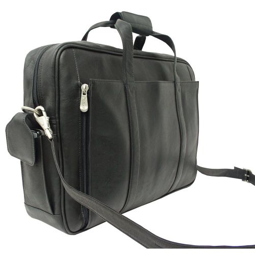  Piel Leather Computer Briefcase, Black, One Size