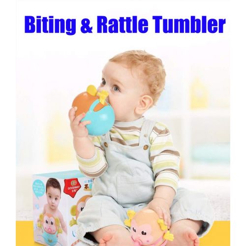  Baby Amphibious Tumbler Monkey,Rattle Toys Children Bath Toy,Chasing Game Early Crawling Educational Teether Music Ball Gift for Toddler Kids