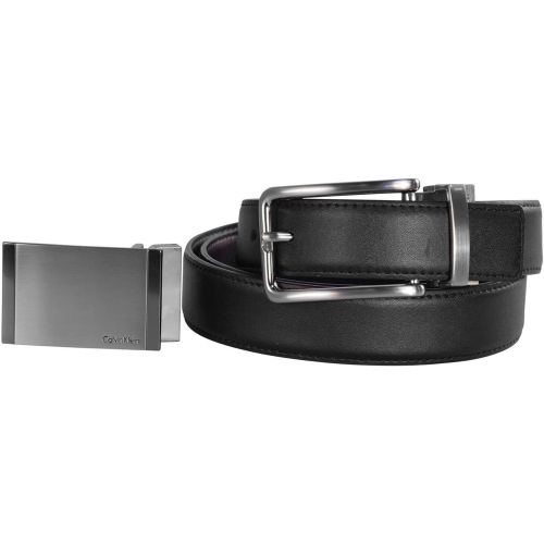 캘빈 클라인 Calvin Klein Mens Leather Reversible Belt Accessory Set - 3 Piece (Black/Brown)