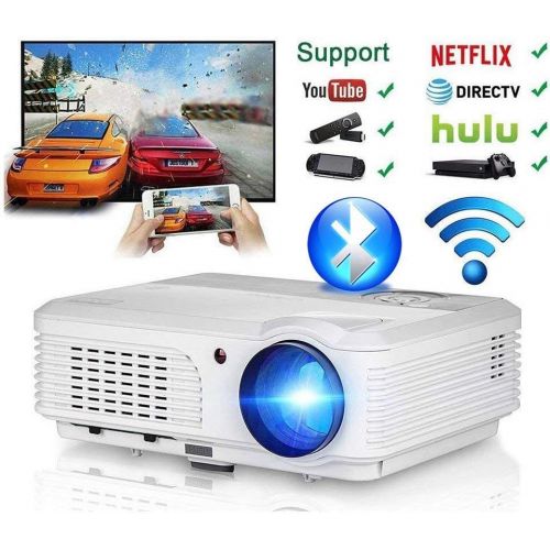  WIKISH Wireless Projector WiFi Bluetooth 3600 Lumens (2018 Updated), Portable HD LED Projector 1080p Support, Digital Home Theater Cinema Projector Indoor Outdoor Movie Game with HDMI USB