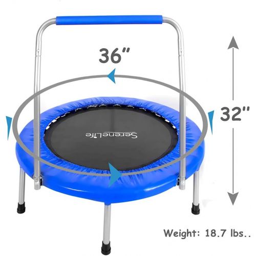  SereneLife Portable & Foldable Trampoline | Cardio Trainer with Handle | Padded Frame Cover and Handle Safe for Kids
