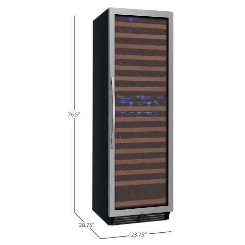  Allavino FlexCount Classic Series 172 Bottle Dual-Zone Wine Refrigerator Right Hinge Stainless Steel