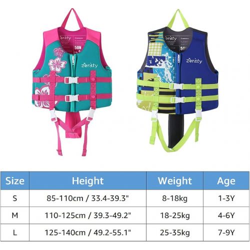  Zeraty Kids Swim Vest Life Jacket Swimming Aid for Toddlers with Arm Bands Floatation Sleeves Age 1-9 Years/22-50Lbs