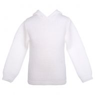 No!no! White Knit Hood Ribbed Cuff Zipper Back Sweater Baby 18M