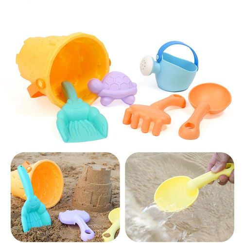  AODLK Summer Silicone Soft Baby Beach Toys Kids Mesh Bag Bath Play Set Beach Party Cart Ducks Bucket Sand Molds Tool Water Game Easy Clean and Store