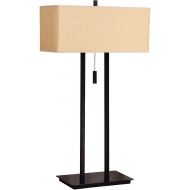 Kenroy Home 30816BRZ Emilo Table Lamp with 16 inch Tan Textured Woven shade, Bronze