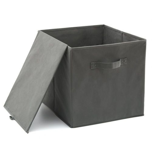  EZOWare Set of 4 Foldable Fabric Basket Bin, Collapsible Storage Cube Boxes for Nursery Toys (13 x 15 x 13 inches) (Gray)