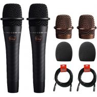 Blue enCORE 100 Dynamic Handheld Vocal Microphone (Black) 2-Pack with (2) 1-59 Foam Windscreen & (2) XLR Cable Bundle