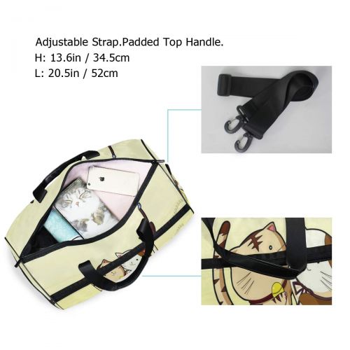  All agree Travel Gym Bag Cute Cat?Cartoon Weekender Bag With Shoes Compartment Foldable Duffle Bag For Men Women