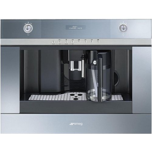스메그 Smeg CMSCU451S 24 Linea Built-In Coffee Machine with Milk Frother Fully Automatic for Coffee Beans 5 Level Adjustable Coffee Strength in Stainless