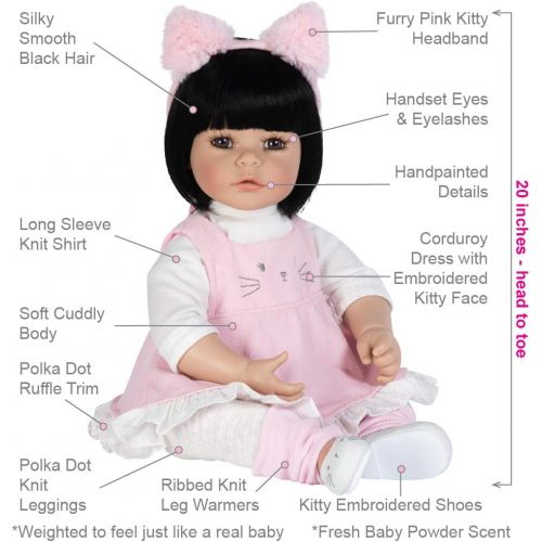 아도라 베이비 Adora Toddler Doll Kitty Kat Doll with Corduroy Dress and Furry Pink Kitty Headband