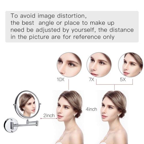  GURUN 10x Magnification Wall Mounted Mirror Swing ArmTwo Sided,8 Inch, Solid Bathroom Mirrors Wall Mounted Chrome Finish M1207(8in,10x)