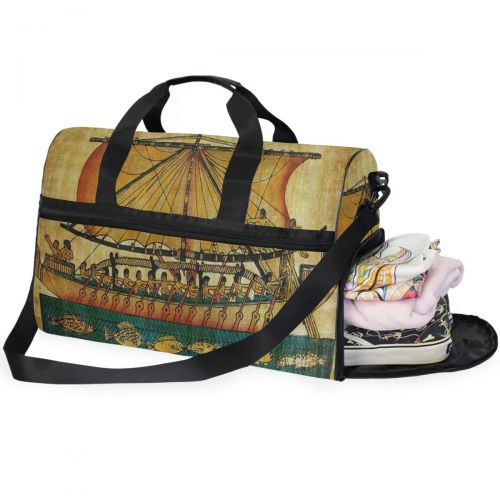  All agree Travel Gym Bag Ancient Egyptian Culture Weekender Bag With Shoes Compartment Foldable Duffle Bag For Men Women
