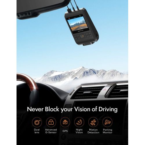  [아마존 핫딜] APEMAN Dash Cam, Front and Rear Camera for Cars FHD 1080P IPS Screen, Support GPS, SD Card Included, Night Vision, 170°Wide Angle, Motion Detection, Loop Recording, G-Sensor, Parki