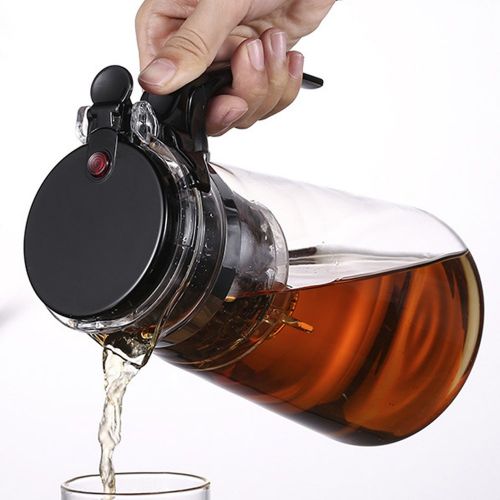  TAMUME Einfach zu Filtern Glas Teekanne Tee-Brauer mit PC-Kunststoff-Teesieb, Ein Knopf Zum Filtern von Tee (950ml)