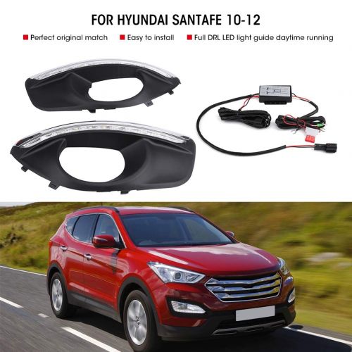  Aramox 1 Pair Car Daytime Running Light DRL LED Daylight Fog Lamp Cover for Hyundai Santafe 10-12