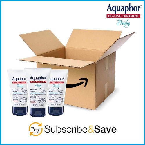  Aquaphor Baby Healing Ointment - Advanced Therapy for Chapped Cheeks and Diaper Rash - 3 oz. Tube (Pack of 3)