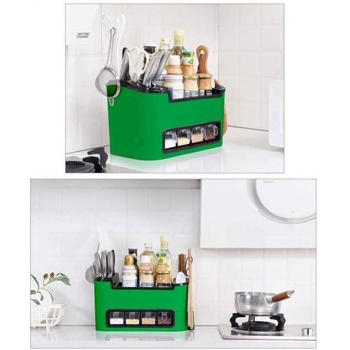  GLMAMK Multi-functional Spice Jars, Soy Sauce Vinegar Seasoning, Creative Shelf Tool Kitchen Storage Containers (Color : Green)