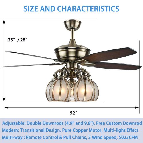  Andersonlight Indoor Ceiling Fan With 5 Light, 52-Inch 5 Blades, Oil Rubbed Bronze Finish FS071