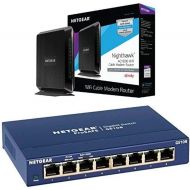 NETGEAR Nighthawk AC1900 (24x8) Wi-Fi Cable Modem Router (C7000) DOCSIS 3.0 Certified for Xfinity Comcast, Time Warner Cable, Cox, & more Bundle with NETGEAR ProSAFE GS108 8-Port G