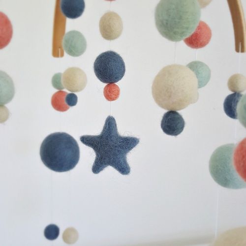  Tik Tak Design Co. Baby Crib Mobile  100% NZ Wool Colored Felt Ball Mobile for Your Boy or...