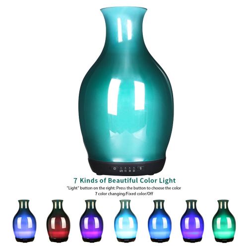  SUNPIN Essential Oil Diffuser 250ml Glass Ultrasonic Aromatherapy Oil Diffuser with 4 timer Setting Cool Mist Humidifier Waterless Auto Shut-off and 7 Color Changing LED...