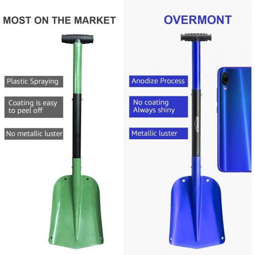  [아마존베스트]Overmont Snow Shovel Lightweight Aluminum Sport Utility Shovel Portable Collapsible Mud for Car, Camping, Garden