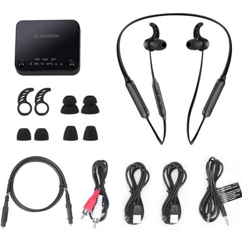  [아마존베스트]Avantree HT4186 Wireless Headphones Earbuds for TV Watching, Neckband Earphones Hearing Set w/ Bluetooth Transmitter for OPTICAL Digital Audio, RCA, 3.5mm Aux Ported TVs, PLUG n PL