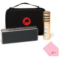 Full Power Idol K8 Plus Mini Karaoke System | Wired | Condenser Microphone with Bluetooth Speaker | Carrying Case Included (Titanium Silver + Bluetooth Speaker)