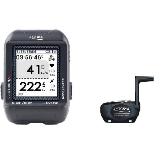  POSMA D2 GPS Wireless Cycling Computer Speedometer Odometer Bundle with SpeedCadence Sensor and Heart Rate Monitor support Navigation, ANT+ connection, STRAVA and MapMyRide
