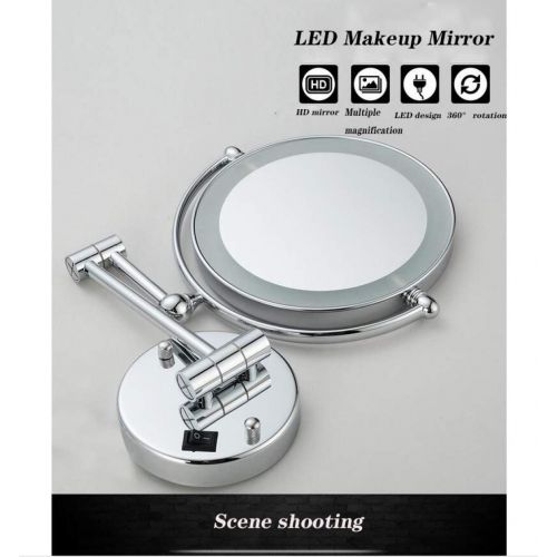  GGMIN LED Lighted Vanity Mirror, Double Sided Telescopic Bathroom Mirror, Foldable Magnifying Mirror for Spa and Hotel,Chromed_10x