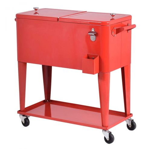  GraceShop 80 Quart Outdoor Patio Rolling Steel Construction Cooler The Cooler cart Keeps Your Guests Happy by Adding a Level of Service to Your Next Gathering.