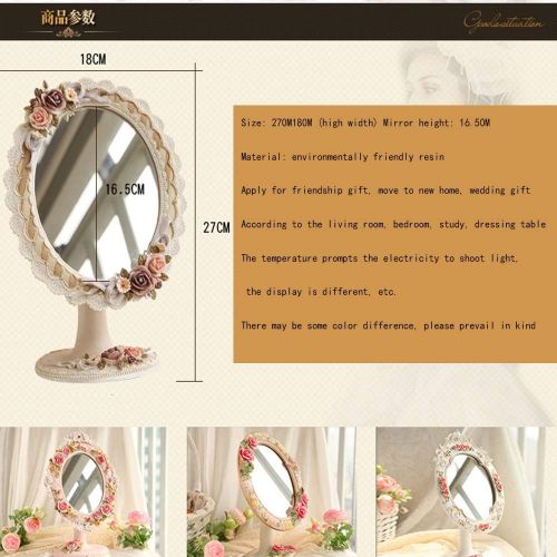  WUDHAO Vanity Mirror,Makeup Mirror Sided Ornate Freestanding Table Top Mirror Dressing Table Mirror Vintage Vanity Mirror Bedroom Bathroom Mirror Shabby Chic ABS with Lights Wall M