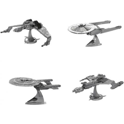  Fascinations Metal Earth 3D Model Kits - Star Trek Set of 4 - USS Enterprise NCC-1701D - Klingon VorCha Class - Klingon Bird-of-Prey - USS Enterprise NCC-1701