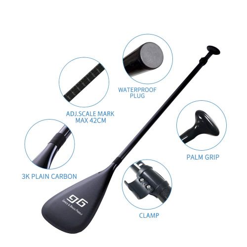  G&B Paddle Lightweight 3-Piece Carbon Fiber Stand Up Paddle Adjustable SUP Paddle