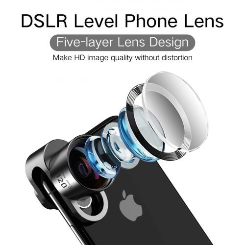  Skr Pro Cell Phone Camera Lens, SKR 4 in 1 Camera Lens Kit, 20X Macro Lens, 2.0X Zoom Telephoto Lens, 120°Wide Angle Lens, 180°Fisheye Lens for iPhone X877 Plus6s6s Plus65 & Samsung