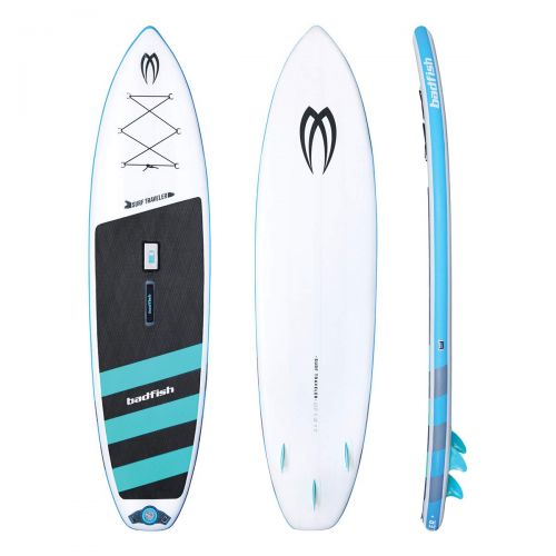  BANZAI Badfish SUP Surf Traveler Inflatable Stand Up Paddle Board Package (Paddle, Bag, Pump, Leash, Water Bottle Holder, Everything Included)