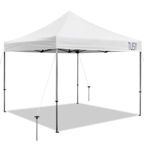  TUSY 10 x 10 Pop up Canopy Tent, Commercial Instant Canopies, Instant Folding Canopy with Heavy Duty Roller Bag, White