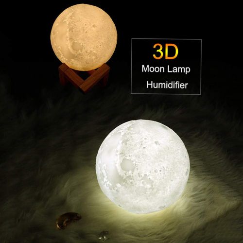 XHH Ultrasonic Air humidifier, 880ml3d Moon lamp Radiator Aromatherapy Essential Oil Nebulizer Suitable for Bedroom