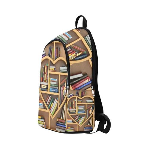  INTERESTPRINT Happy More Custom Education Bookshelf Heart Travel School Shoulder Fabric Backpack