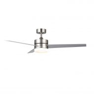CO-Z Contemporary 52”Ceiling Fan Light Brushed Nickel Finish with 3 Silver and Walnut Plywood Blades, Include 18W LED Light & Remote Control, UL Certificate